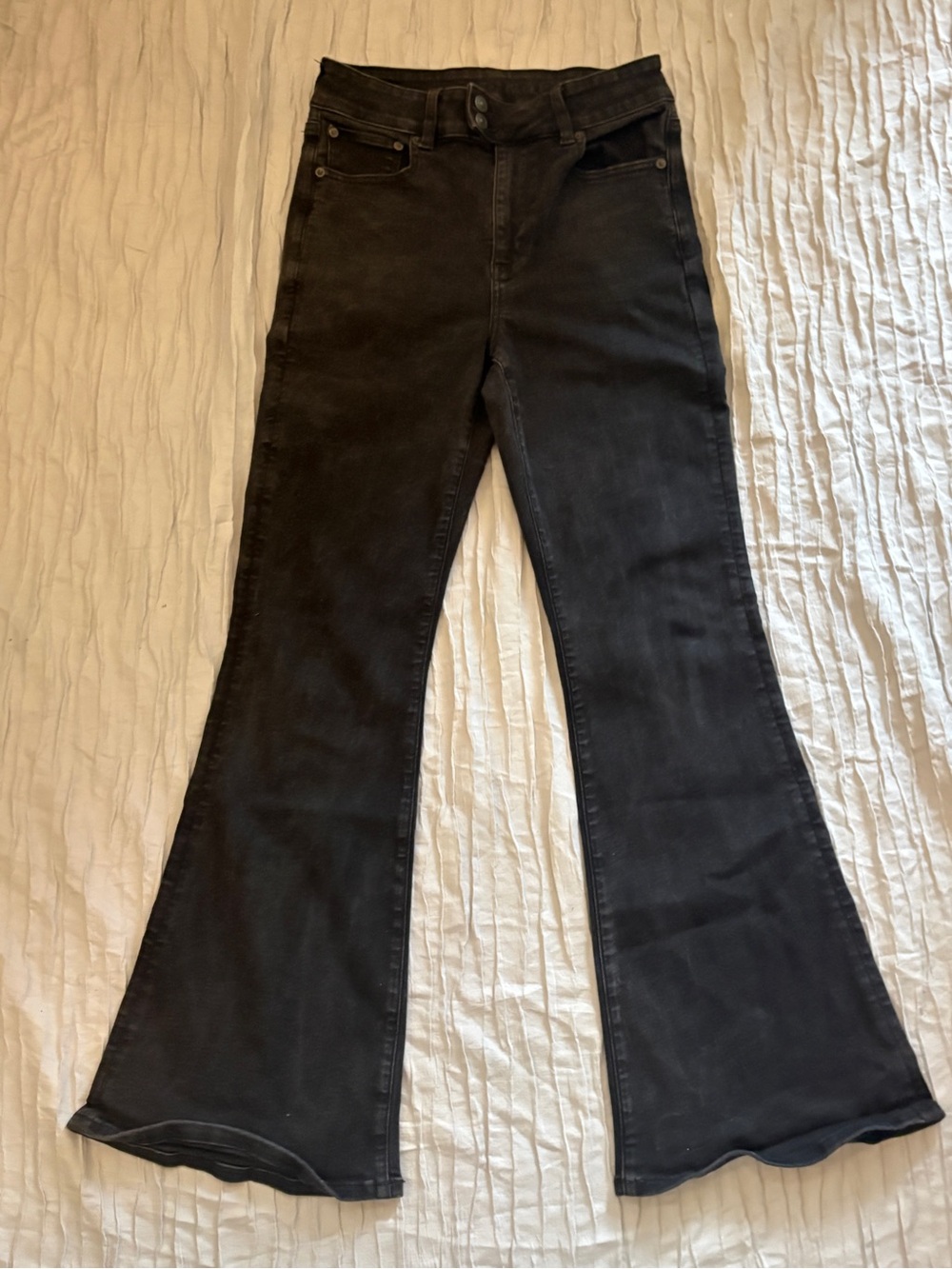 American Eagle Next Level Stretch High Rise Flare Black Jeans Size 8 Regular